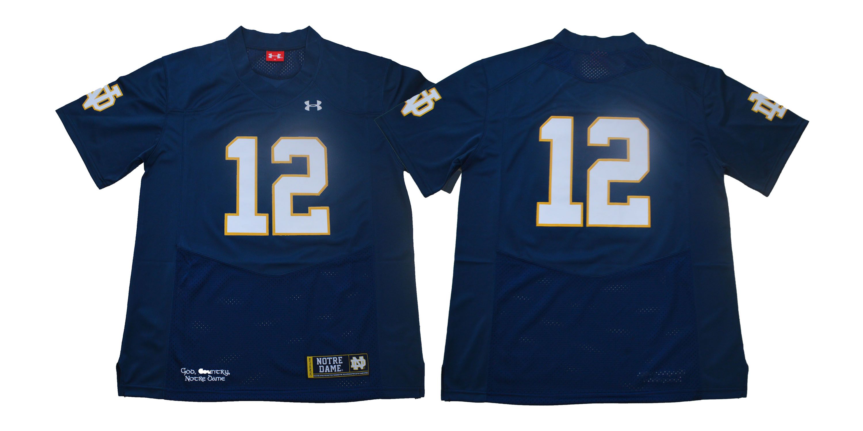 Men Norte Dame Fighting Irish #12 No name Dark Blue Stitched NCAA Jersey->ncaa teams->NCAA Jersey